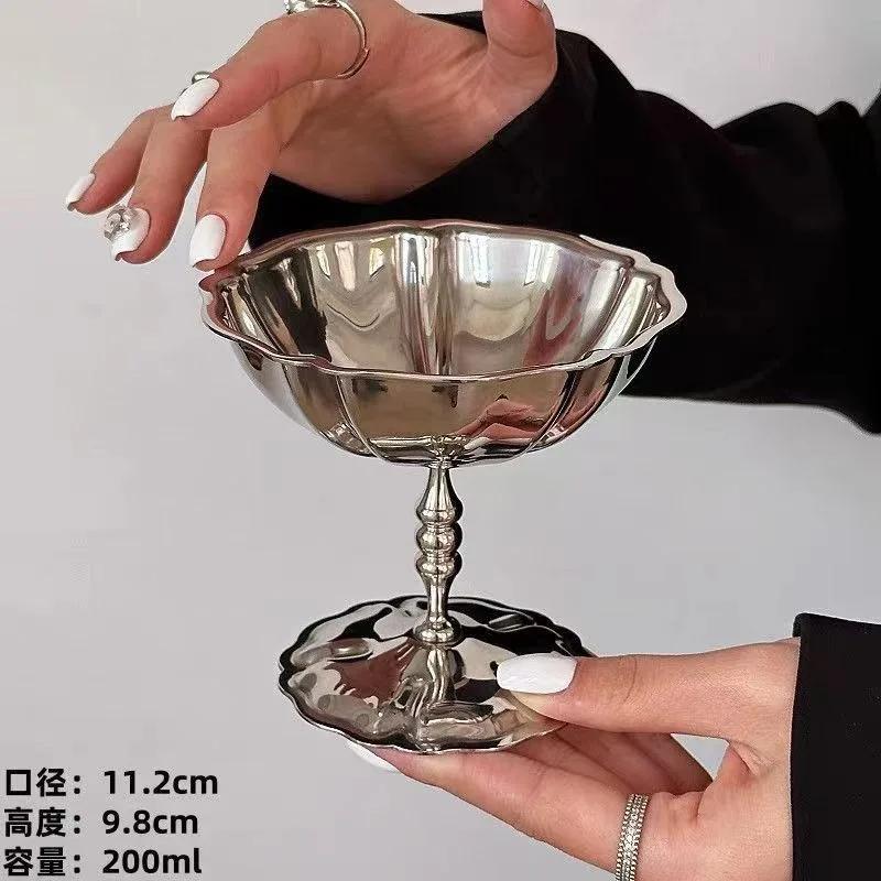 Edelstahl Eisbecher Hohe Dessertschale mit Mustern für Hauspartys Edelstahl Eisbecher