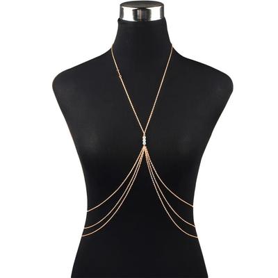 Simple Sexy Chest Chain Bikini Belly Chains for Women Cross Waist Chains Female Body Suit Girl Fashion Beach Jewelry