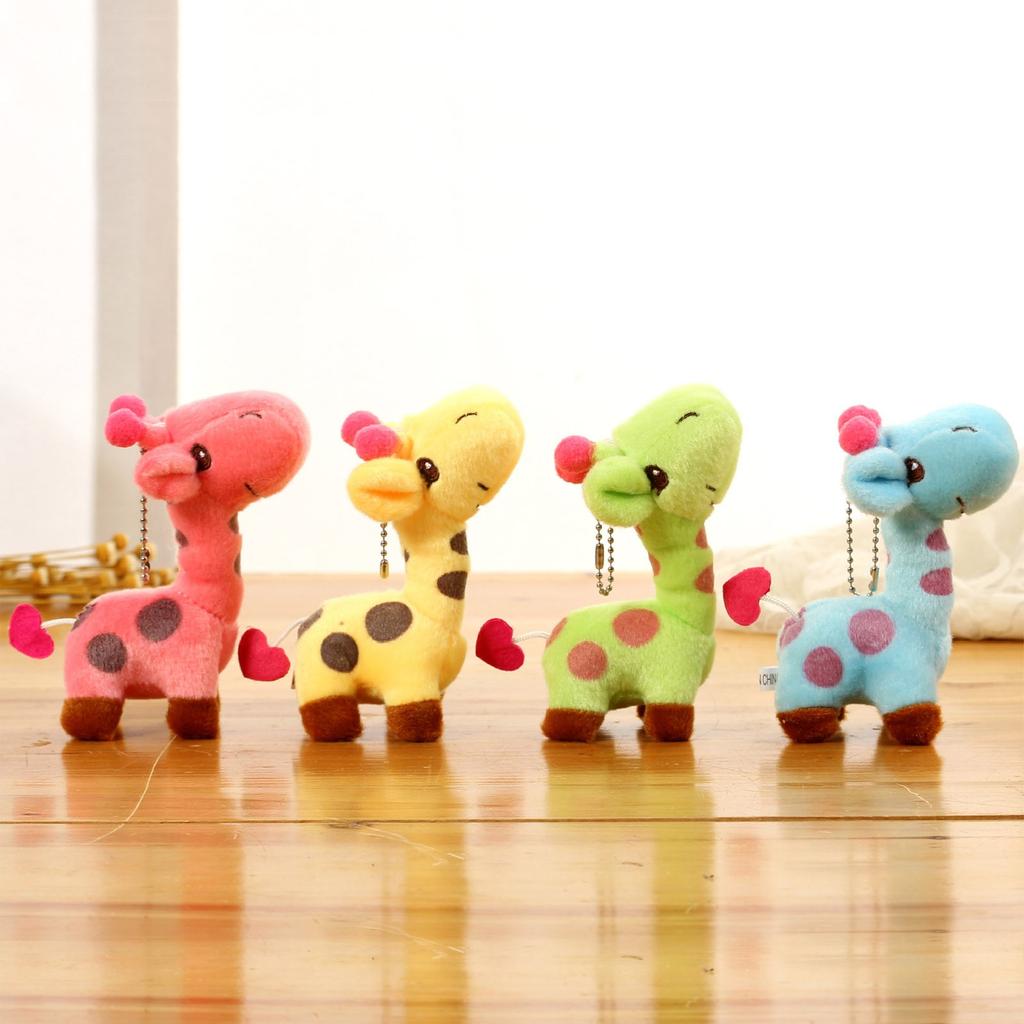 12cm Cute Giraffe Plush Toy Pendant Soft Deer Stuffed Cartoon Animals Doll Baby Kids Toys Christmas Birthday Colorful Gifts