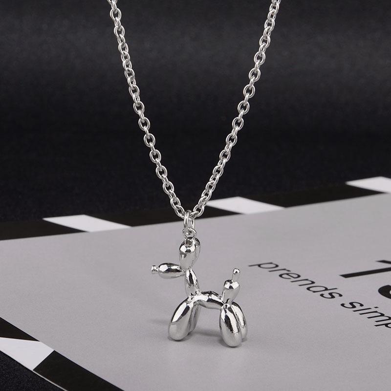 Tuku Bouncy Ins Balloon Dog Necklace Couple Men's and Women's Pendant Chain Tide Titanium Steel Chain Sweater Chain with Accessories