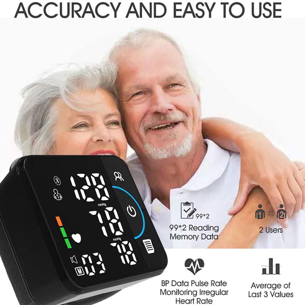 Digital Blood Pressure Monitor Upper Arm Bluetooth App Voice Broadcast LED Display Rechargeable BP Machine for Adults Elderly