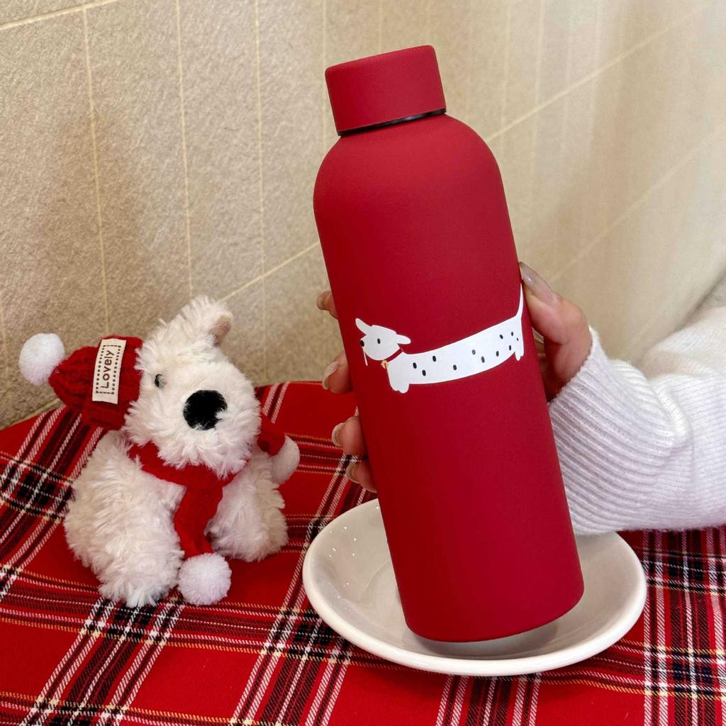 500ML Insulated Stainless Steel Water Bottle, Large Capacity Portable Thermos Flask, Small Mouth Christmas Mug, Model Xinghao
