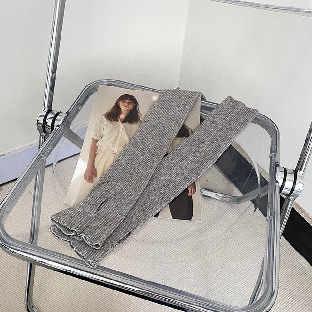 Warm Half Finger Solid Color Female Arm Warmers Long Gloves Wool Sleeve Cuff Knitted Arm Warmers