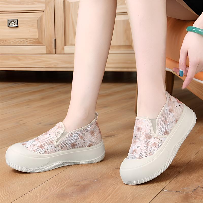 Summer Mesh Lazy One-pedal Cloth Shoes Thick-soled Non-slip Heightening Casual Shoes