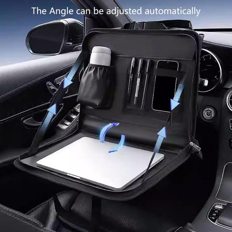 Portable Folding Car Desk with Storage Pockets Vehicle Dining & Office Tray for Eating & Working in SUVs & Large Cars