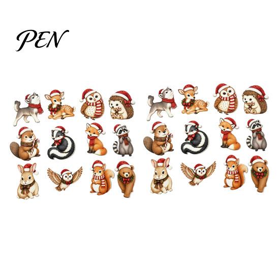 Christmas Tree Hanging Accessories 12/24Pcs 2D Wooden Ornaments, Woodland Animal Decorations, Forest Ornaments Creature Ornament for Tree, Holiday