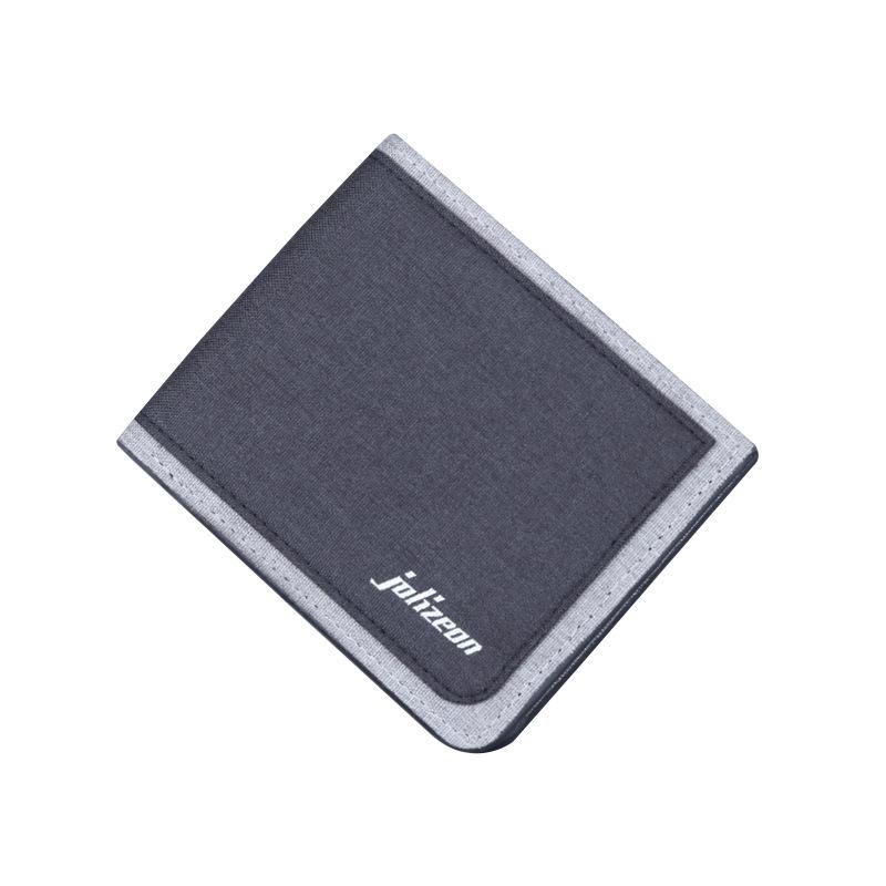 Men's Canvas & Leather Bi-Fold Wallet with Anti-Demagnetization Card Holder