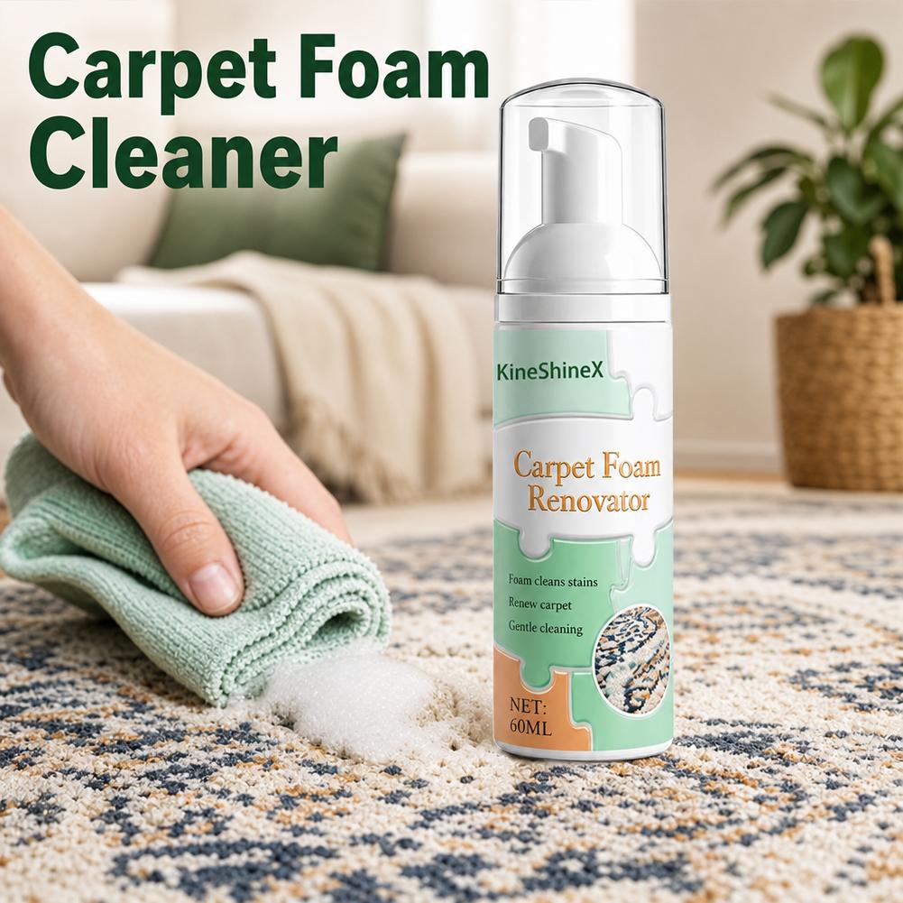 60ML Carpet Foam Renovator Deep Stain Removal Fast Acting No Damp Residue With Cleaning Towel Waterless Seat Cleaner