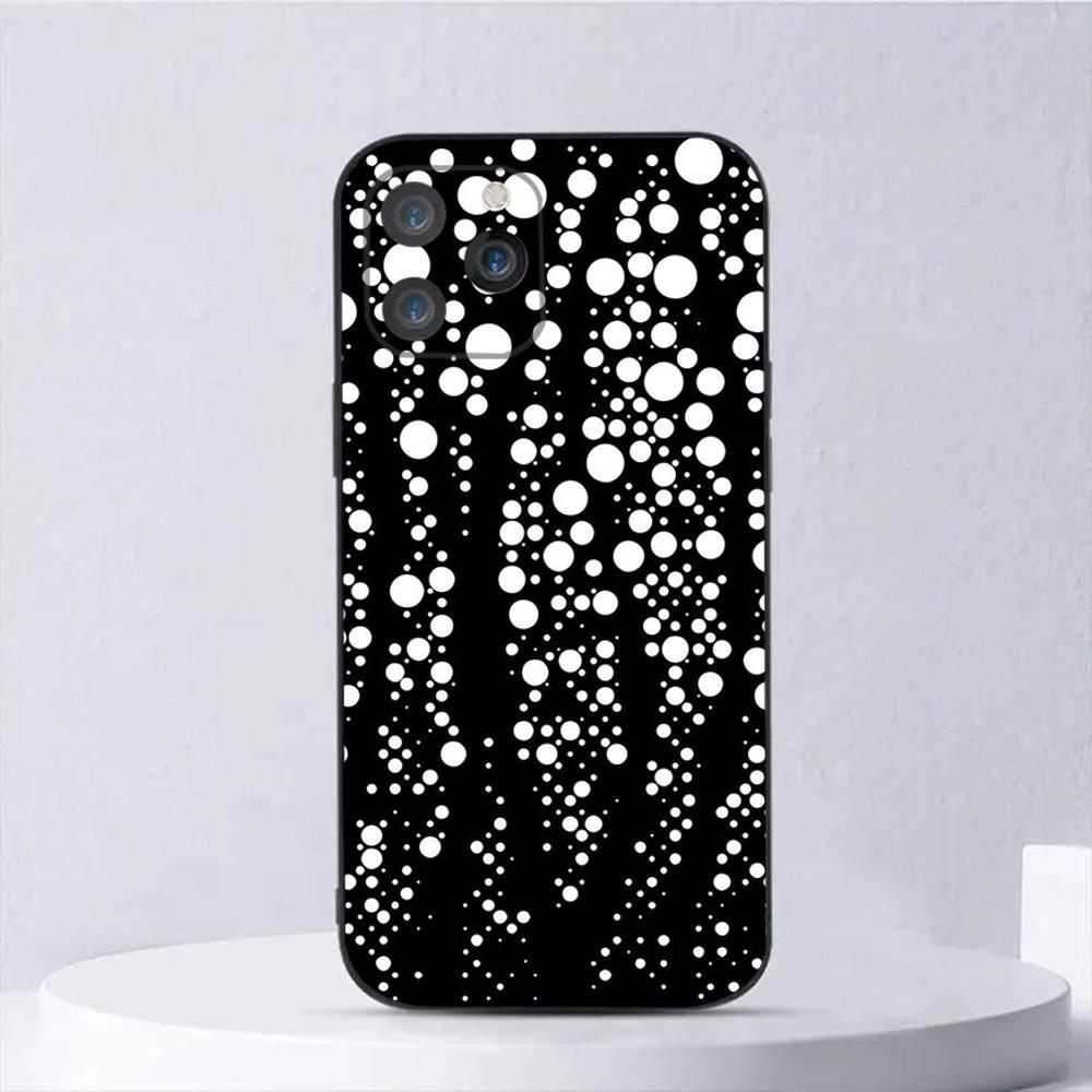 Black And White Polka Dot Phone Case For iPhone 15,14,13,12,11,Plus,Pro Max,XS,X,XR,SE,Mini,8,7 Soft Silicone Black Cover