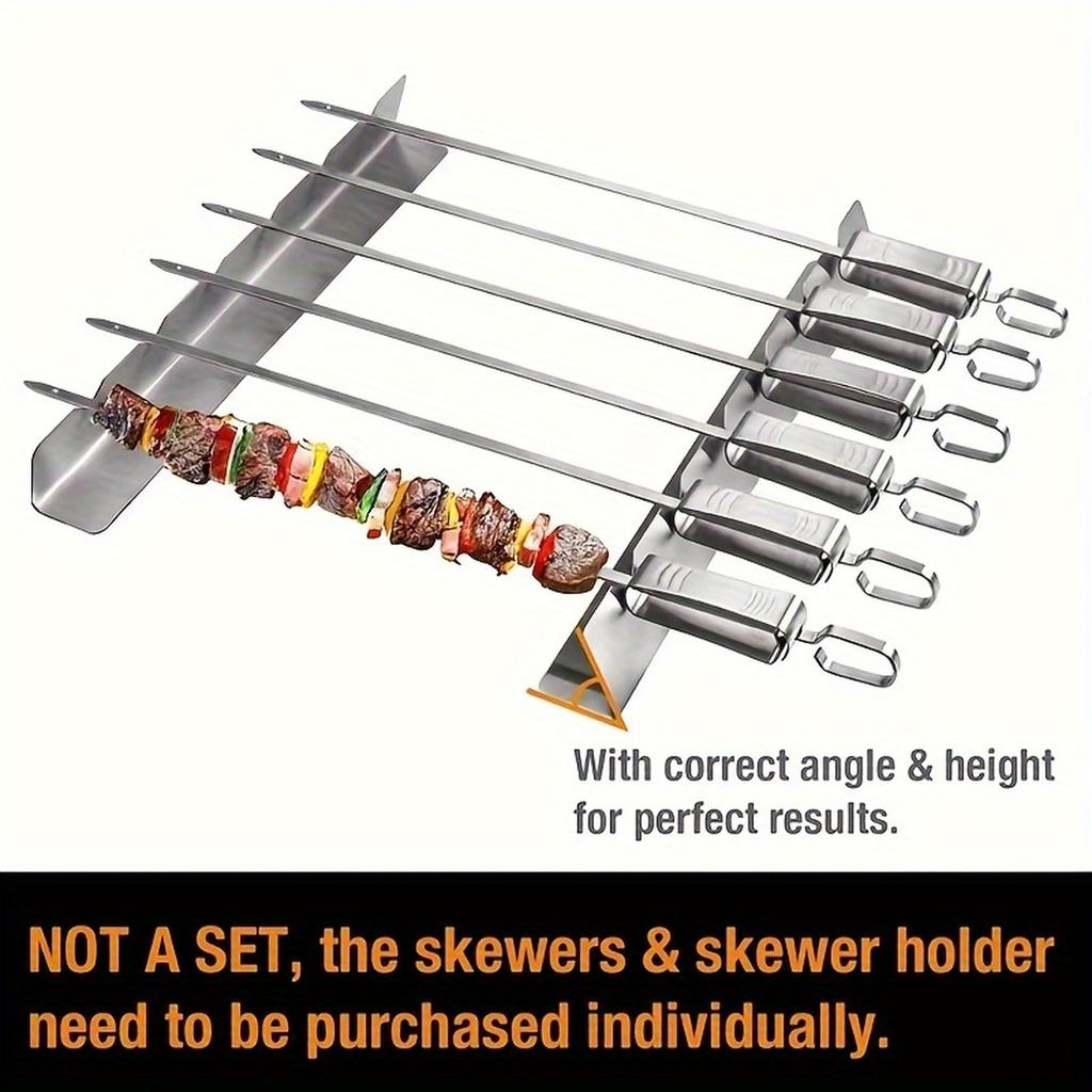 BBQ Skewer Rack Stainless Steel Barbecue Grill Stand Holder for 2 Skewers Non-Touch Elevated Design Heat Resistant Durable