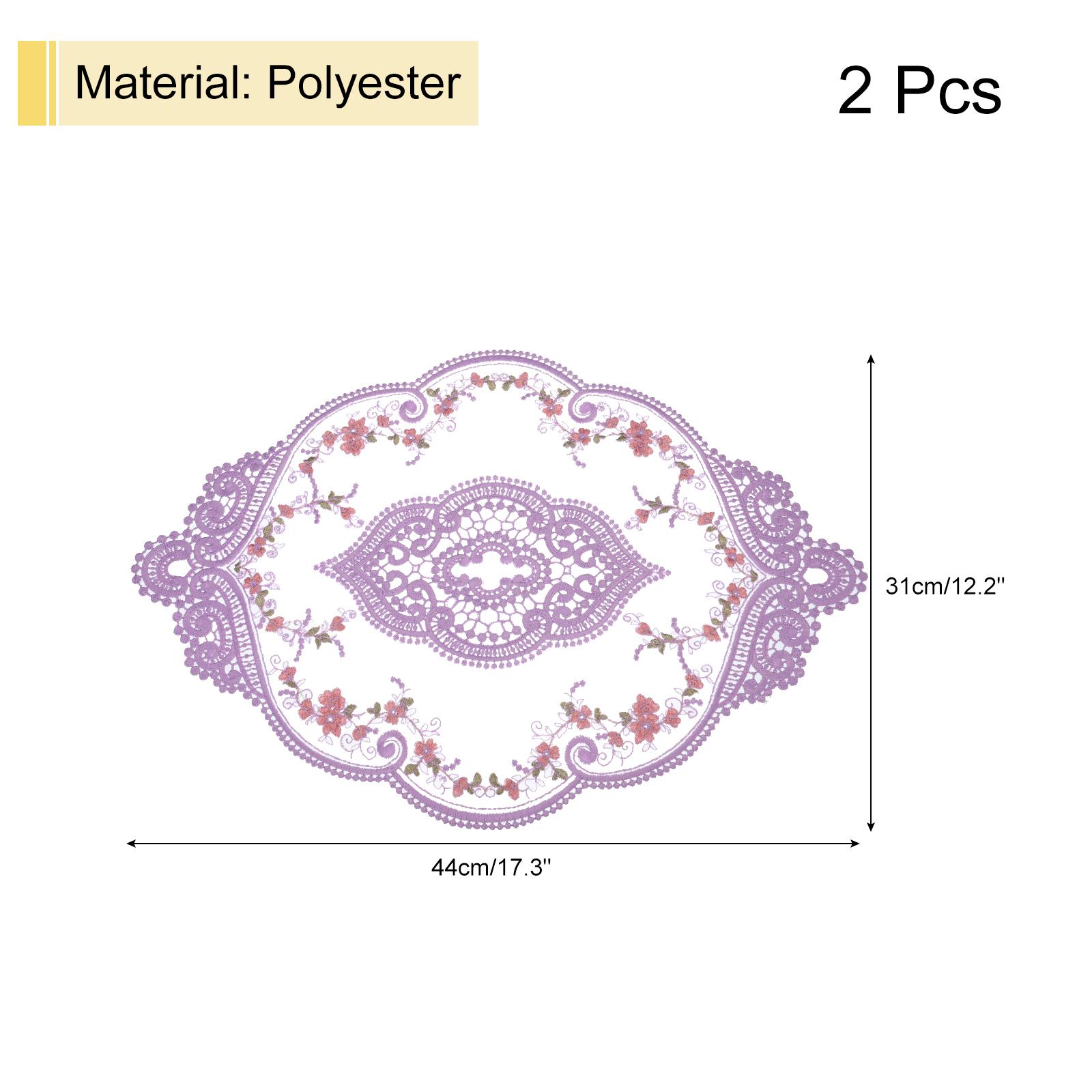 

2Pack Retro Lace Placemat 12x17-in Oval Embroidered Table Place Mats French Crochet Doilies Coasters Cup Mat for Home Wedding темно-фиолетового