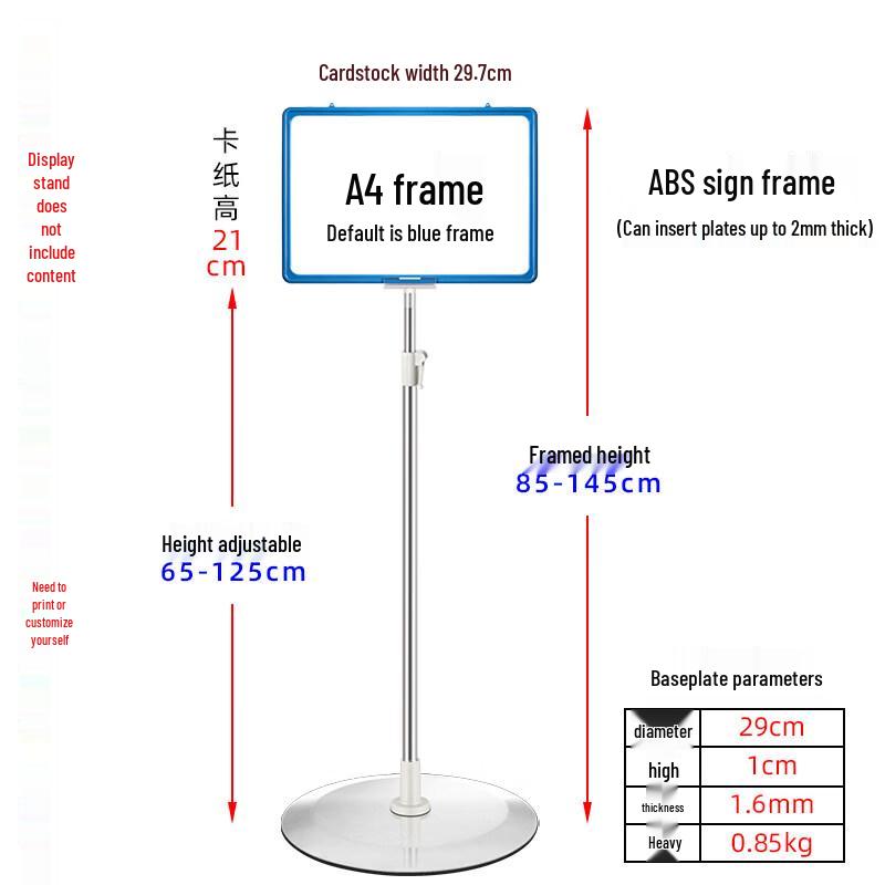 Stainless Steel A4 Warehouse Floor Sign Stand