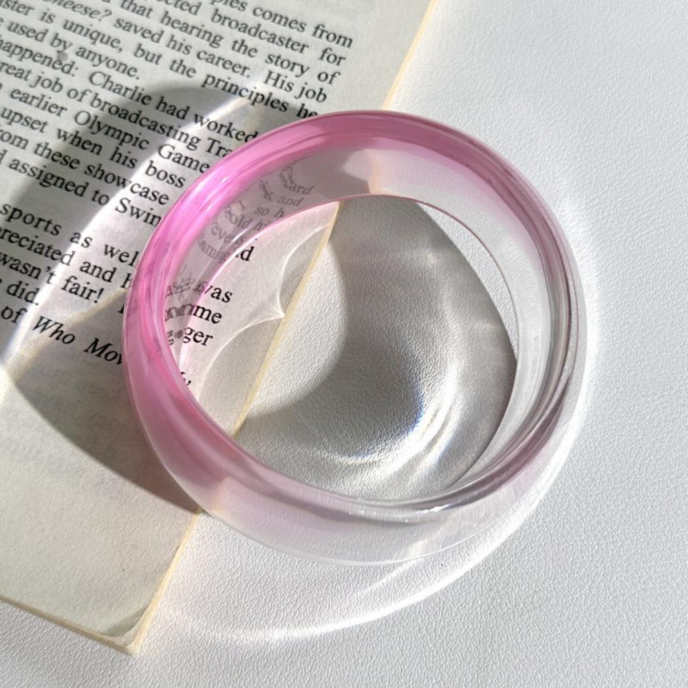 Transparent Jelly Color Wide Bracelet Gradient Geometric Irregular Bangle  Girls