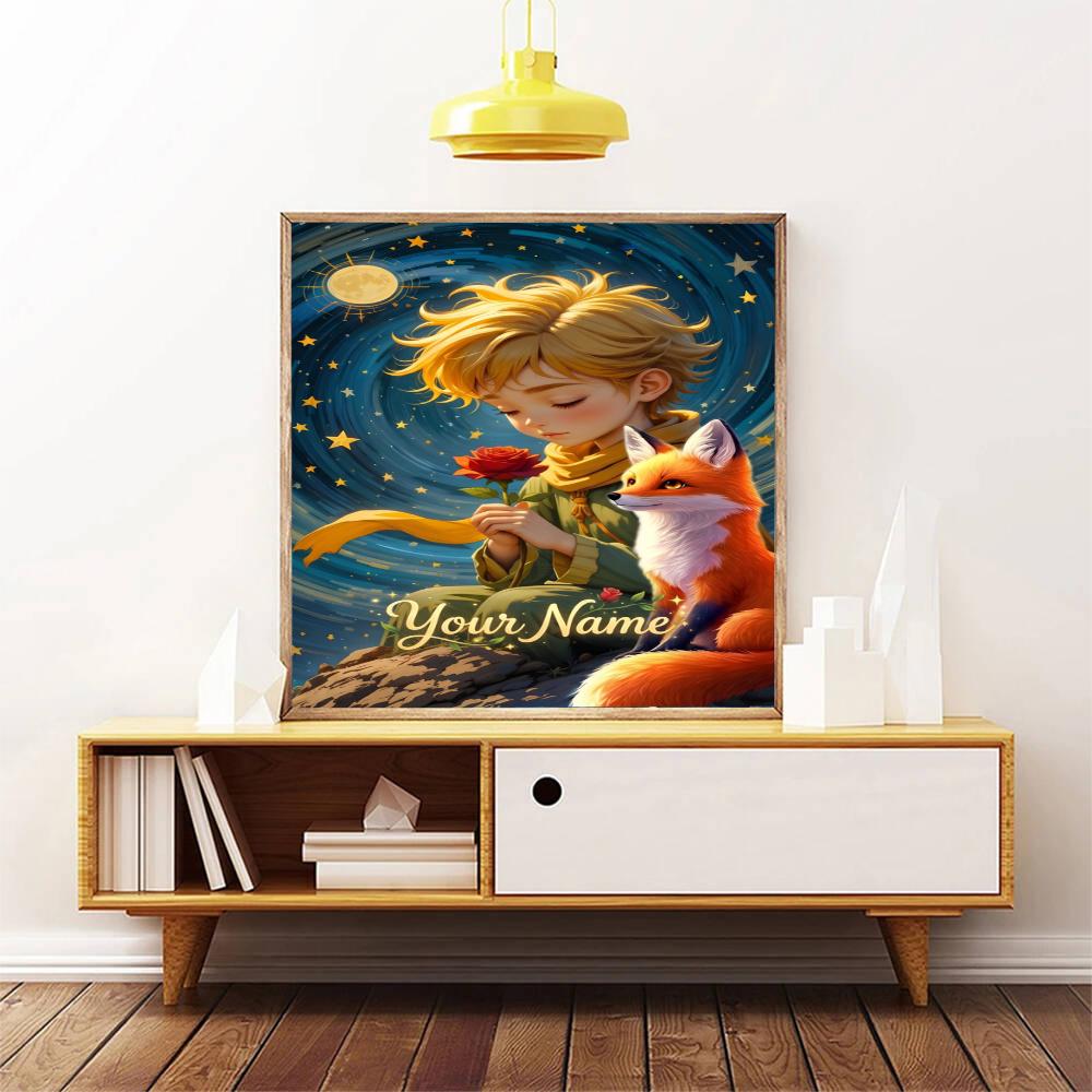 Little Prince Customize Your Name Diamond Painting Round Diamond Rhinestones Mosaic Diamond Embroidery Wall Paintings Rhinestones Gift Frameless