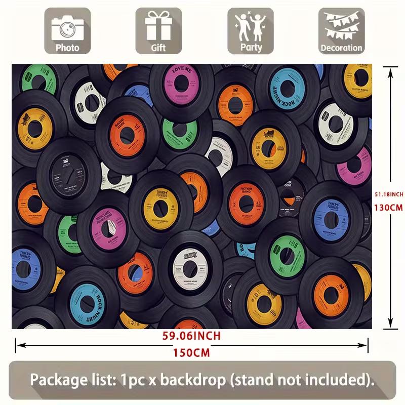 2D Multi-Color Label LP Background for Disco Retro Party & Music Bar Interior Decoration