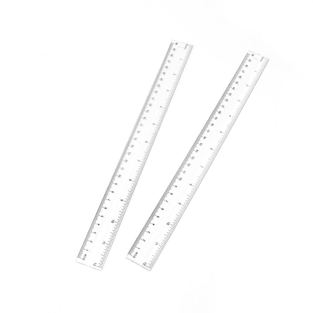 30cm Transparent Plastic Dual-Sided Ruler for Student Teaching Supplies