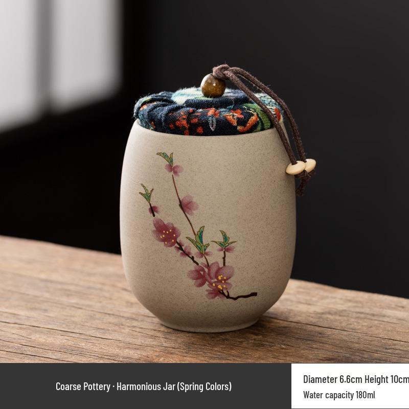 Portable Ceramic Airtight Tea Canister - Chinese Style Coarse Pottery Storage for Kung Fu Tea Set