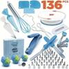 240-Piece Cake Decorating Set: Turntable, Piping Bags, Cream & Pastry Tips, Scraper, Whisk