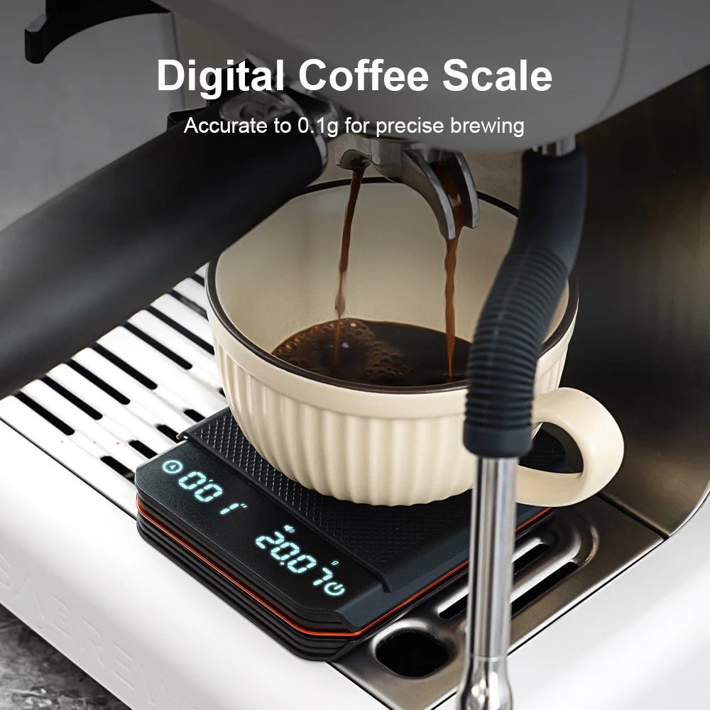 Portable Mini Digital Coffee Scale 2kg1g Rechargeable High Precision LED Kitchen Scale with Timer Suitable for Hand Pour Coffee