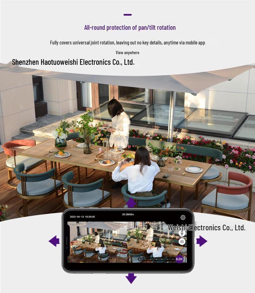 Cameră de supraveghere IP wireless Icsee de exterior Ultra HD cu zoom și lentilă triplă