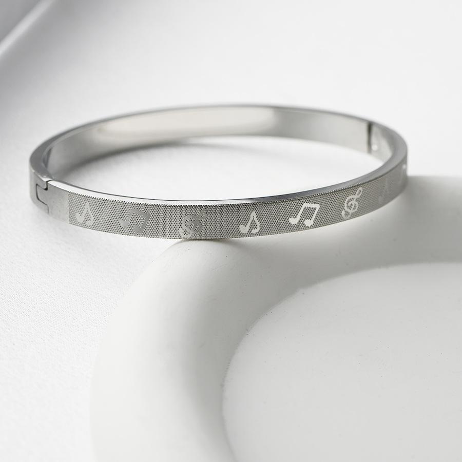 Titanium Steel Bracelet Creative Simple Corrosion Note Grid Pattern Buckle Couple Bracelet