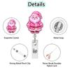 Christmas Badge Holder Sturdy Glitter Acrylic Badge Reel Pink Santa Badge Holder Funny For Hospitals Office Exhibitions