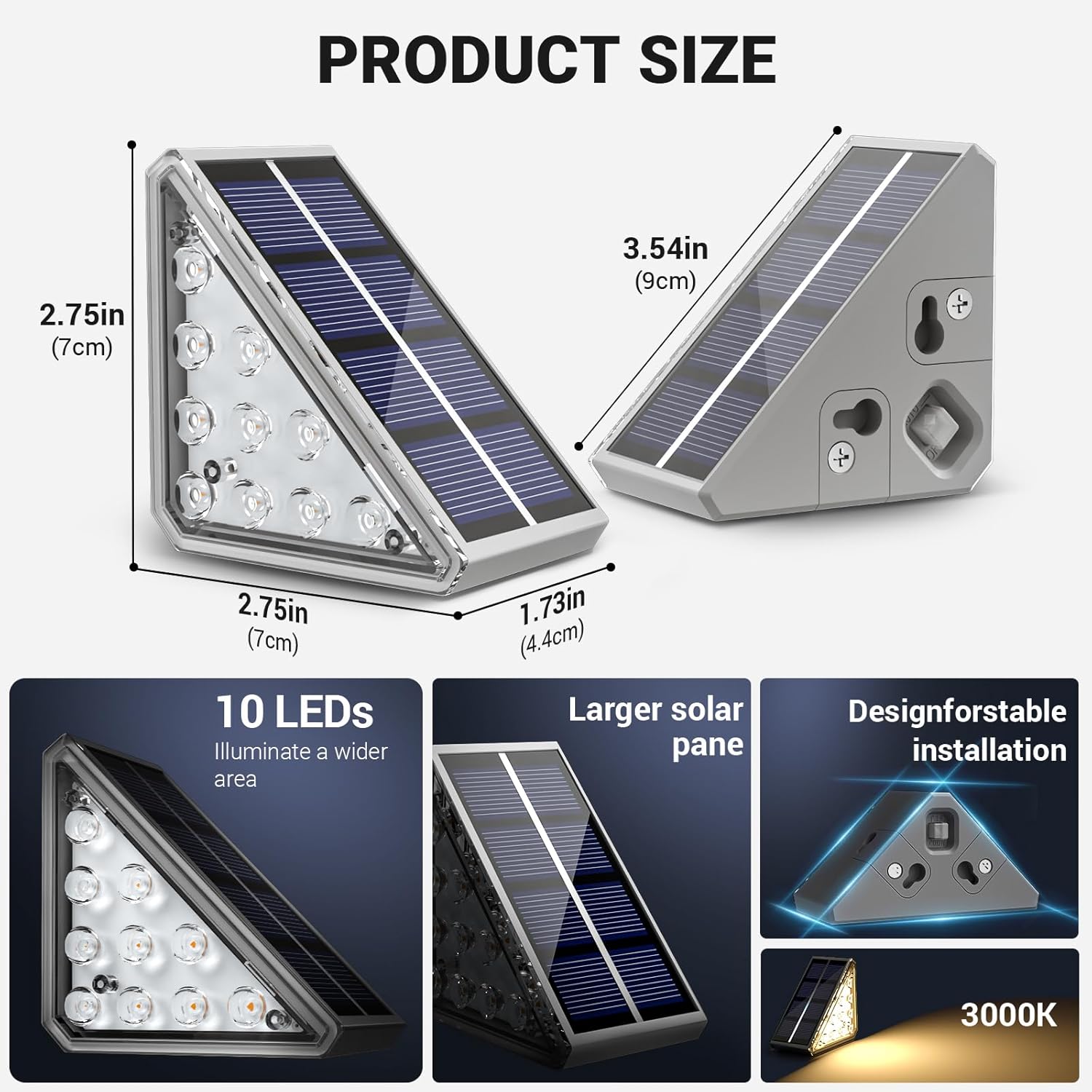 

6 Pack Solar Stair Lights Outdoor Waterproof IP67, Warm White, Auto On/Off for Steps, Patio, Yard, Porch, Deck 6 Pack теплим білим кольором