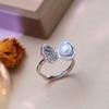 Natural Freshwater Pearl Rings For Women Fashion Female Cubic Zirconia CZ Flower Ring Pearl Jewelry Adjustable Ring