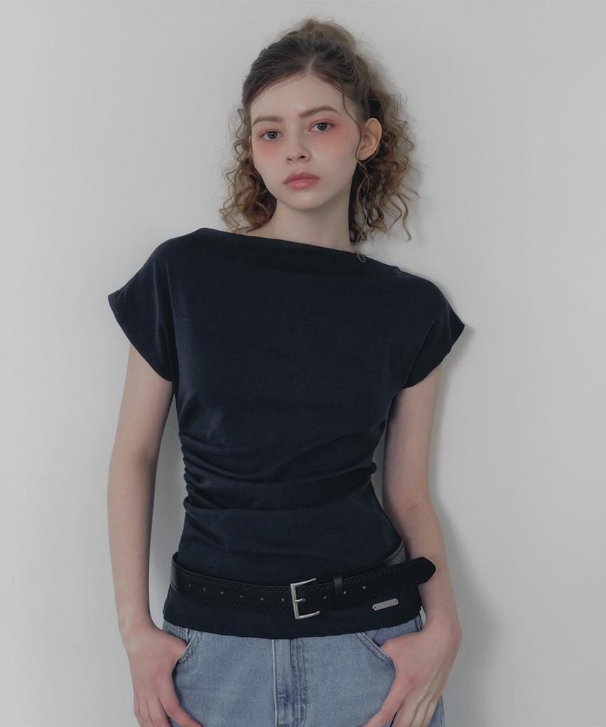 Teuwi One-Off Shirred Asymmetrical T-Shirt (Belt Set)