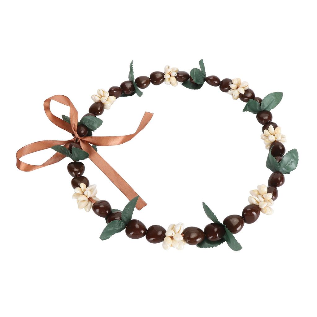 Hawaiian Kukui Nut Lei Necklace Elegant Fashionable Hand Crafted Graduation Shell Kukui Nut Lei Necklace for Graduation
