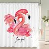 Flamingo Shower Curtain, Floral Botanical Tropical Plant Art Deco Bathroom Decorative Shower Curtain, Print Curtain with Hooks