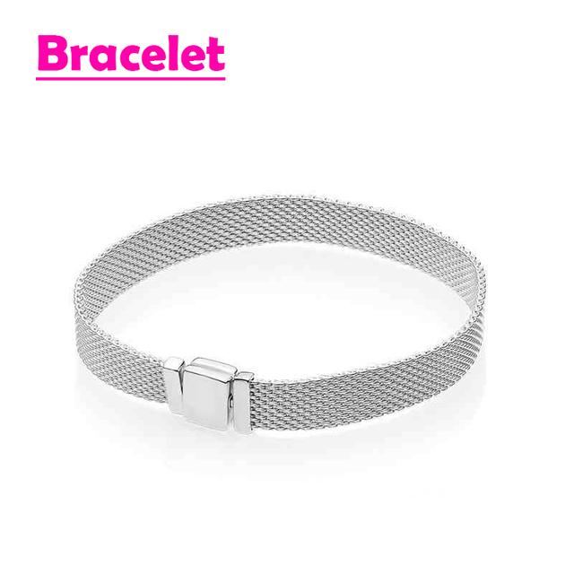 S925 Sølvfarge Snake Bone Armbånd DIY Beads Armbånd Passer Original Charms Dame Armbånd Luksus smykker Gaver til kvinner