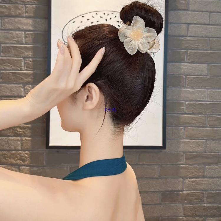 Diamond Flower Hair Claw Clip - Elegant Updo Accessory for Women