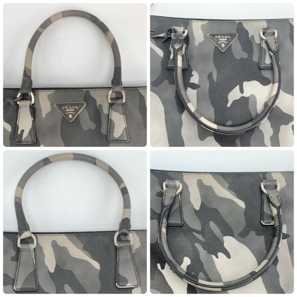 Prada Handbag Tote Bag 2-Way Shoulder Bag Crossbody Bag Silver Hardware Leather Genuine Leather Camo Camouflage