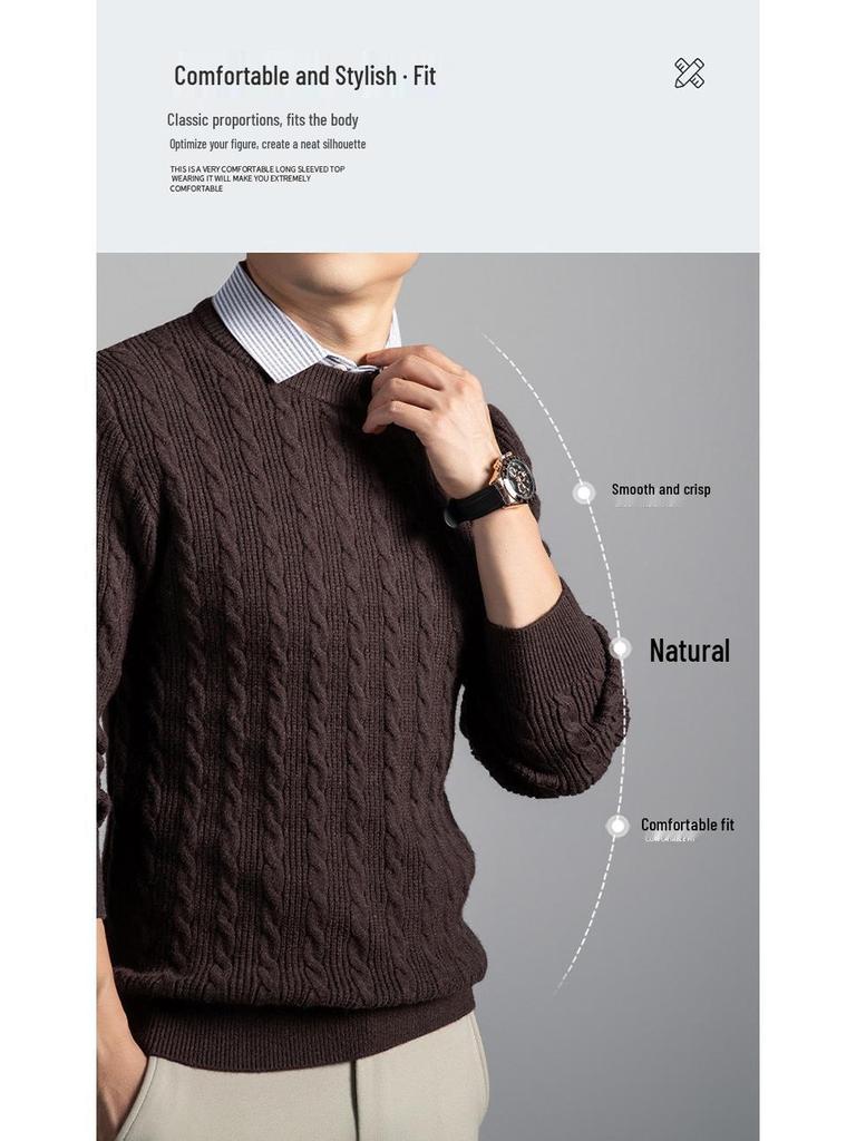 Men's Youth Fashion Cable Knit Sweater - Thick, Casual, Comfortable Two-Piece Pullover