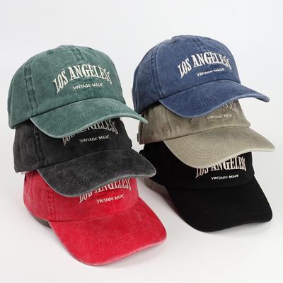 Vintage Distressed Baseball Cap, Embroidery Adjustable Strap, Sun Protection Peaked Hat for Women, Outdoor Sports Cap In Multiple Colors