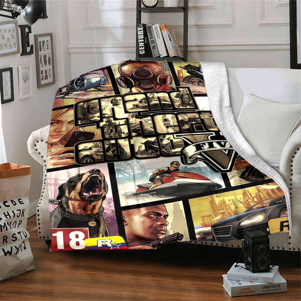 

1pc Grand Theft Auto Soft Flannel Blanket with Designer Print - A cozy blanket for all seasons, perfect for the couch, bed, officeB13 80cmx120cm(31inx47in)