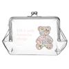 Liberty Print Clear Bear Cosmetic Cute and Made In Vinyl Clear Pouch by Cyalel Yahata Pouch, Stylish, Japan, (Michelle Pink)