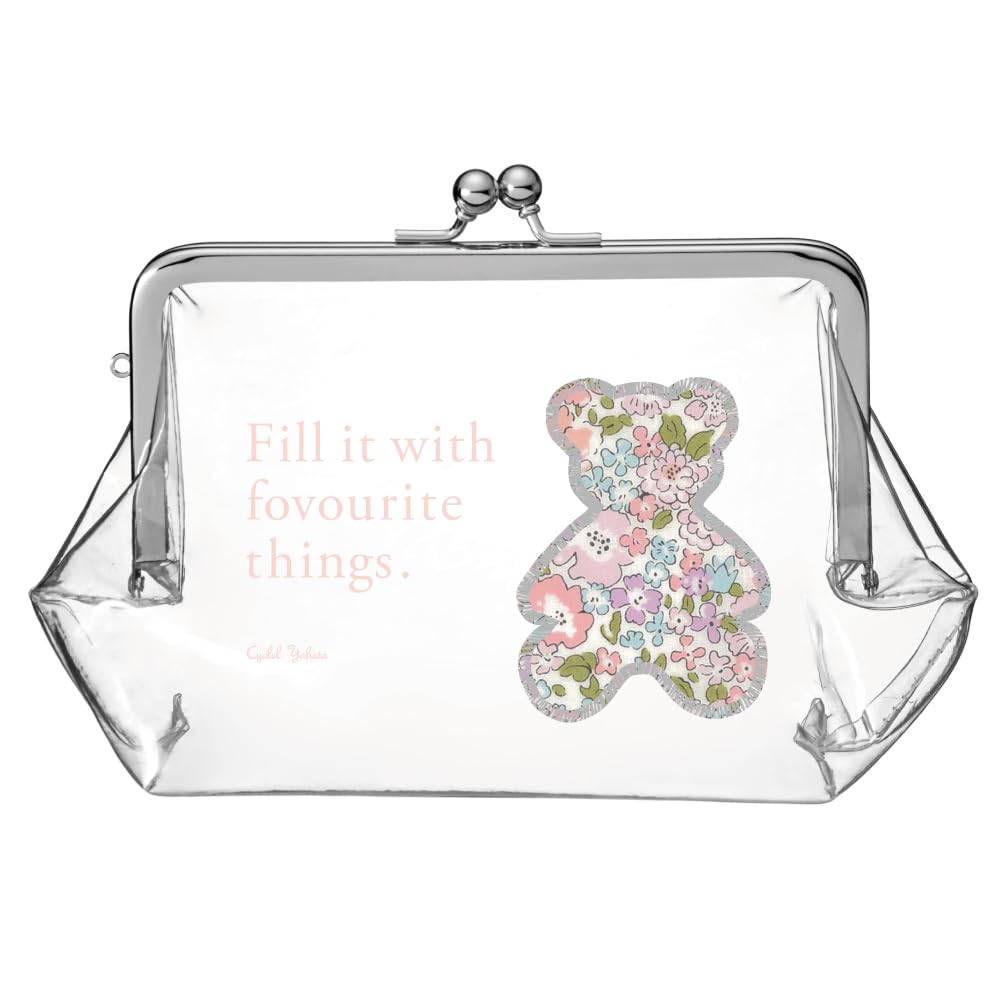 

Liberty Print Clear Bear Cosmetic Cute and Made in Vinyl Clear Pouch by Cyalel Yahata Pouch, Stylish, Japan, (Michelle Pink)