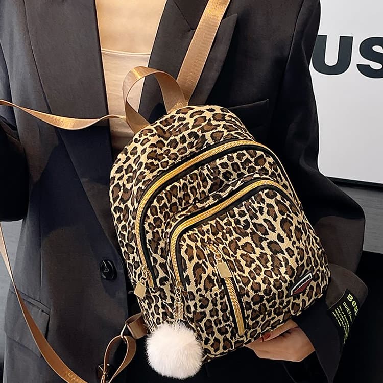 Women's Leopard Print Backpack Tote