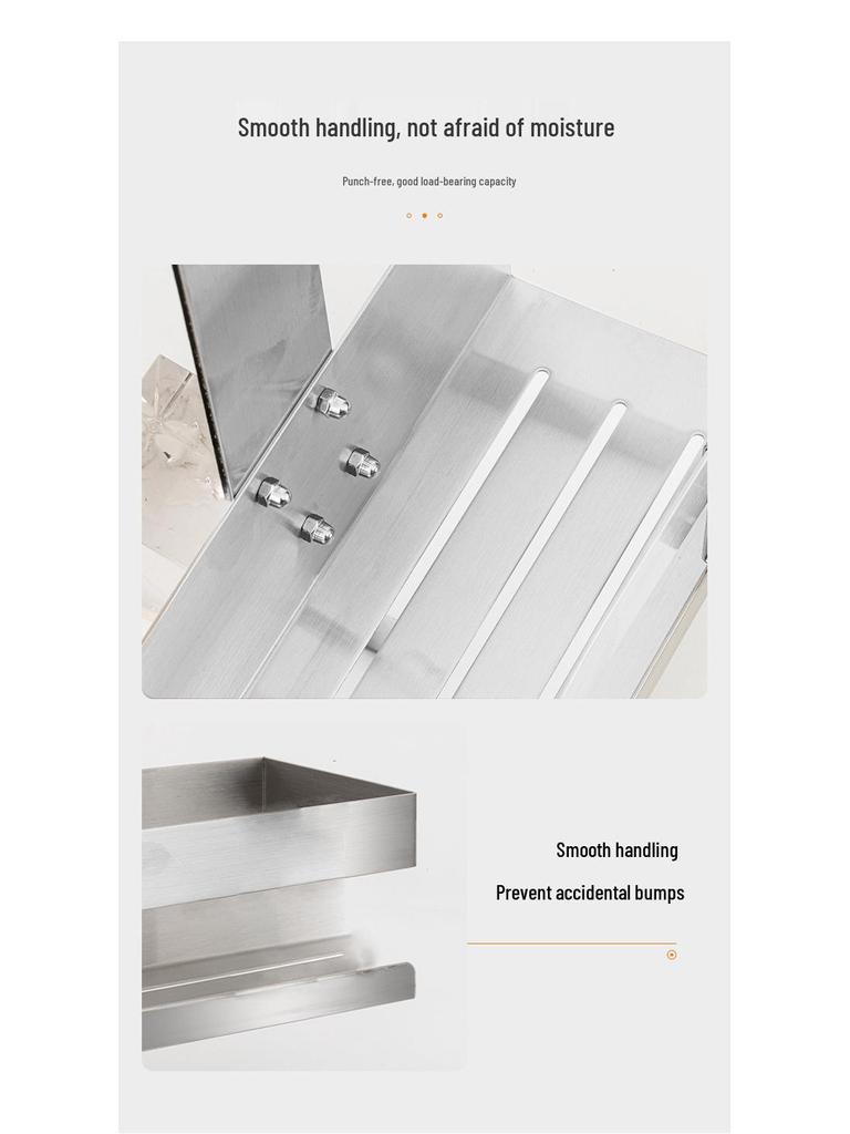 No-Drill Wall-Mounted Shower Shelf & Bathroom Storage Rack with Glass Tiers for Toiletries