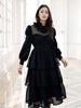 L By L Black Ruffle Tiered Lace Dress