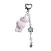 Fashionable Soft Plush Bear Keyring with Bead Chain Colorful Bag Pendant Accessory Beaded Animal Charn Ornament for Girls