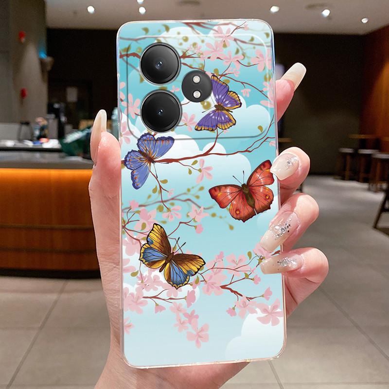 Phone Case For Realme GT Neo 6 SE/GT Neo6/GT 6T/Realme GT 6 Butterfly Bow Protective Casing Transparent Soft Silicone TPU Cover