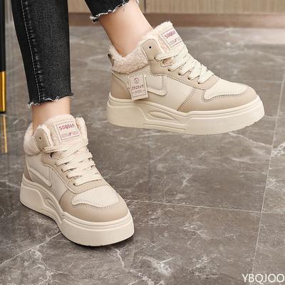 Chaussures pour femmes chaudes d'automne hiver nouvelles à la mode et polyvalentes, chaussures en coton montantes décontractées et confortables, bottes pour femmes épaisses et simples