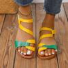Color-blocked Velcro Women's Flat Sandals Anti-slip Beach Casual Shoes Low-heeled Sandals