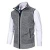 Men's Solid Color Stand-Collar Cardigan Vest - Casual Autumn/Winter Outerwear