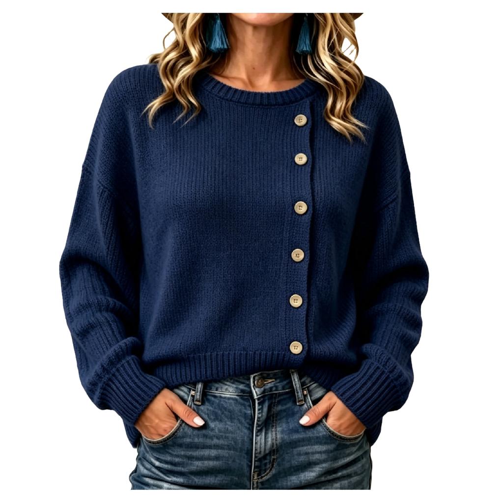 Women's Long Sleeve Button Front Knit Top Casual Sweater Blouse for Everyday Wear