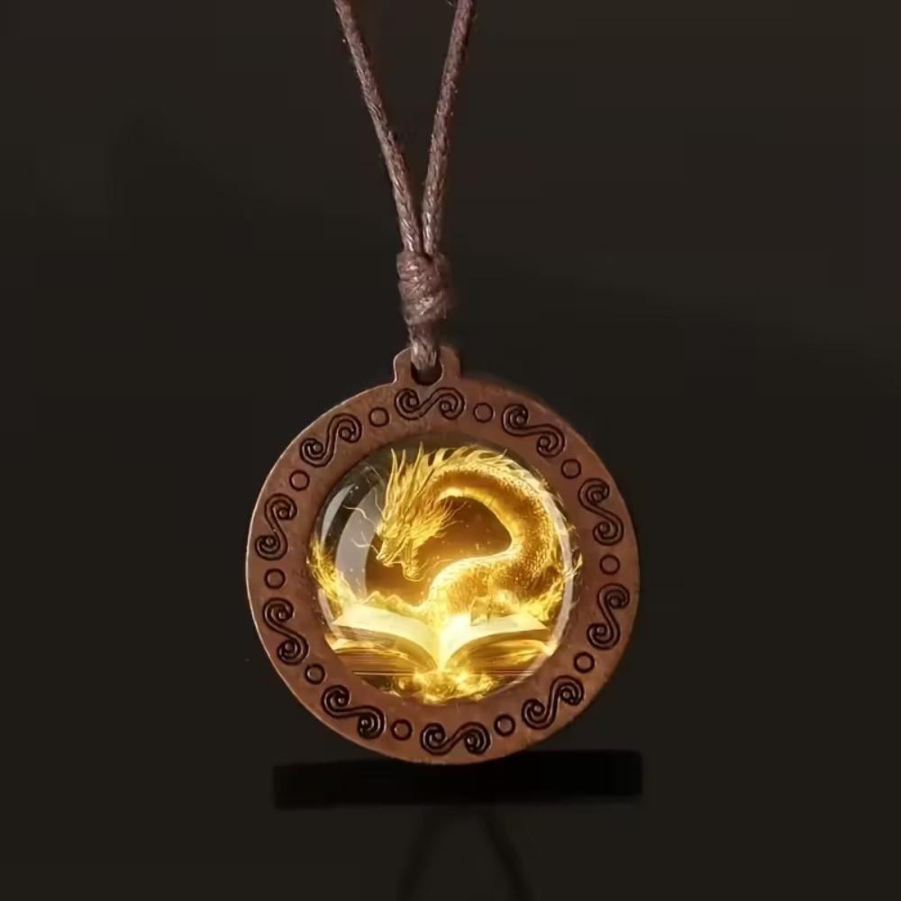 Бохо Цепочка на свитер Декорация воротника Дракон Феникс Деревянный кулон Ожерелье Этнические аксессуары 5