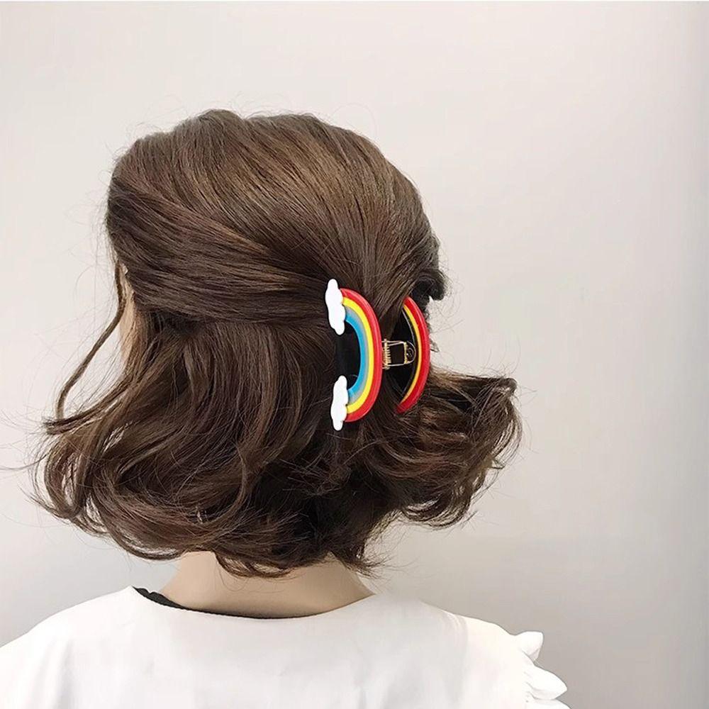

Rainbow Hair Claws Butterfly Claw Clips for Thick Hair Ins Ponytail Holders Women